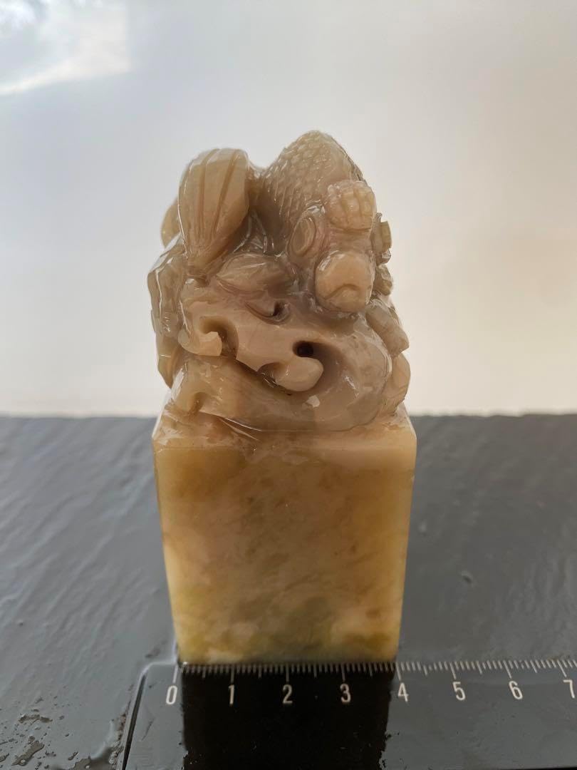 寿山石　金魚　 40mm角　大材　印材　印石　篆刻　落款　雅号　書道　日展 寿山石 金魚 40mm角 大材 印材 印石 篆刻 落款 雅号 書道 日展 篆刻